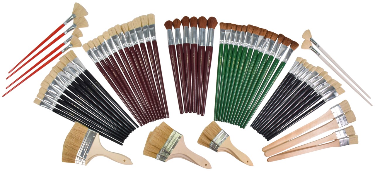 Sax Jumbo Brush Assortment, Assorted Brush Types, Assorted Handles, Assorted Sizes, Pack of 72